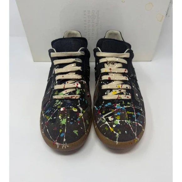 Maison Margiela Paint Splatter Replica GAT Black Size 9 US 42 EU - Picture 2 of 10